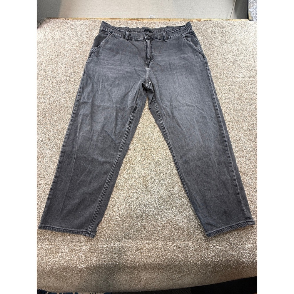 Uniqlo Jeans Mens XXL Washed Black 100% Cotton Relaxed Fit Pants Streetwear